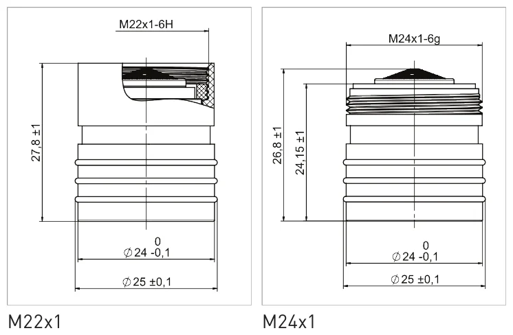 Abmessungen (in mm) — gemäß EN 246